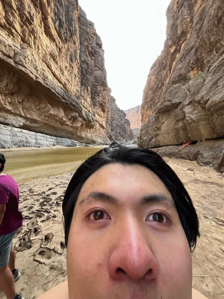 Selfie in a desert canyon