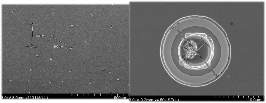 SEM images I took for CNTFEC pit pitches and diameters